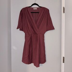 BCBGeneration Deep Rust Mini Wrap Dress with pockets